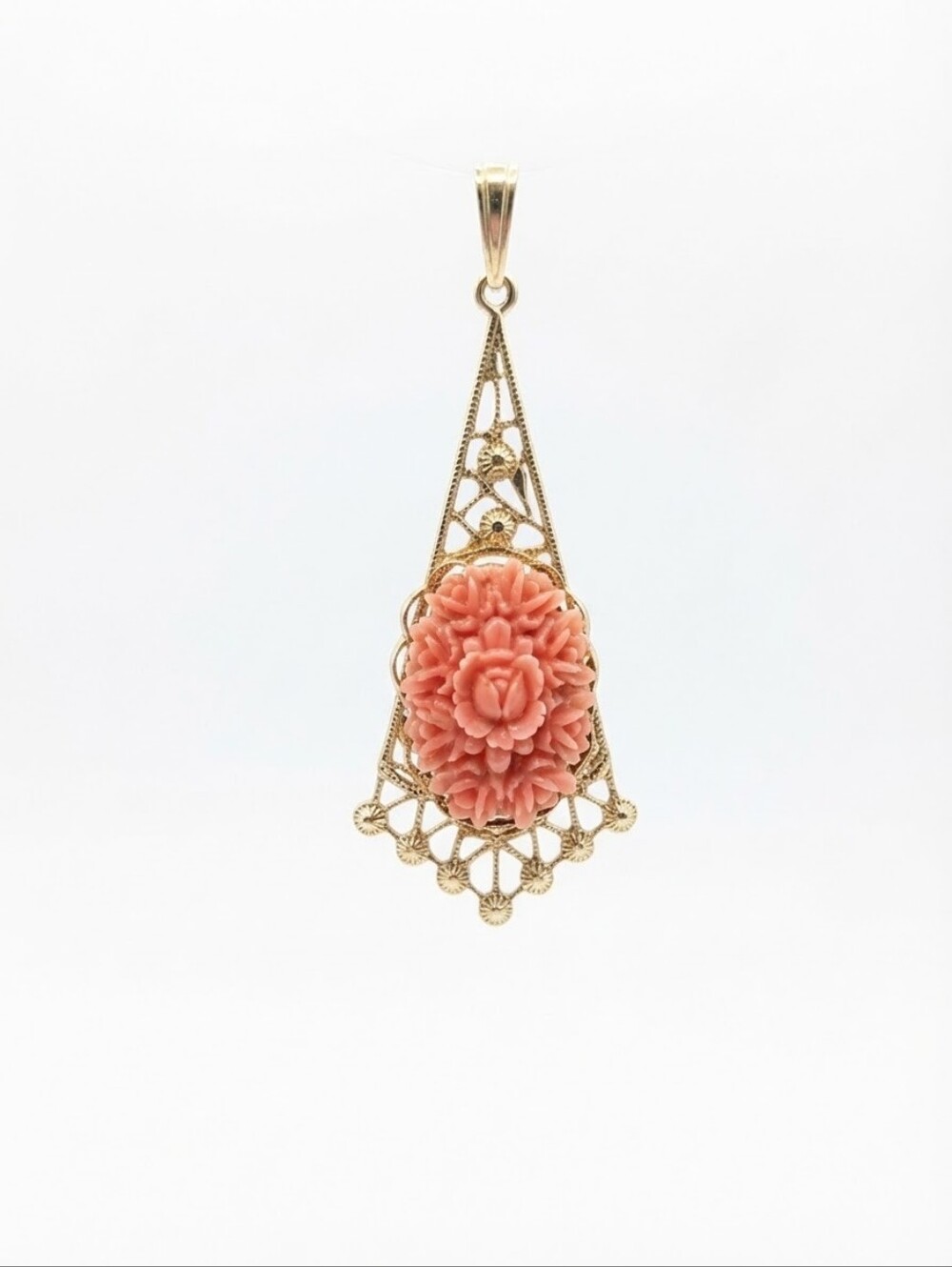 Pink Coral Gold Pendant